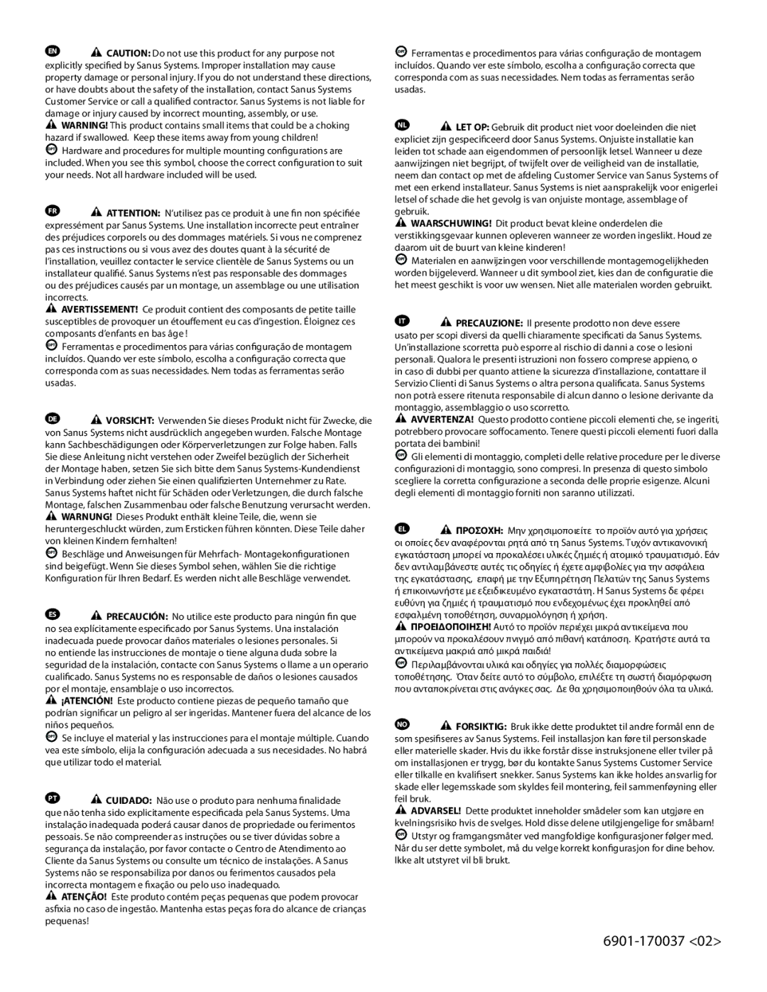 Sanus Systems ML22 manual 6901-170037, Usadas 