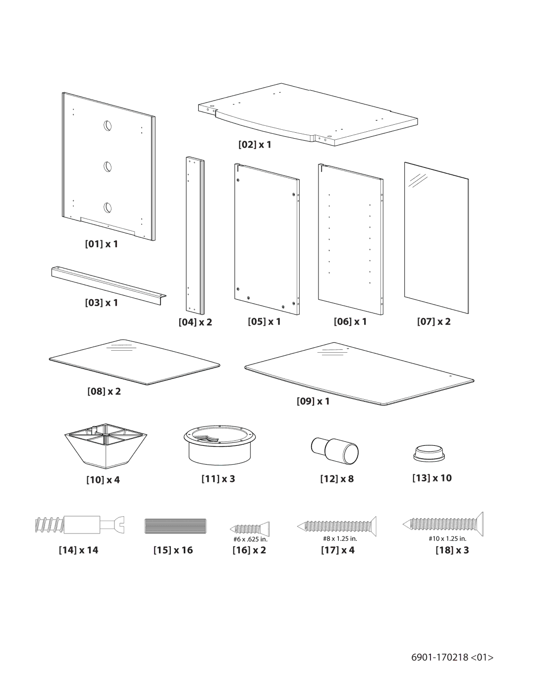 Sanus Systems PFAV30 important safety instructions 01 x 03 x 08 x 10 x 14 x 02 x 04 x 05 x 