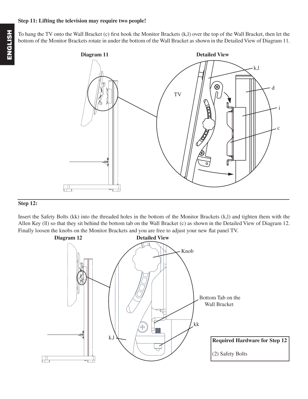 Sanus Systems PFFP manual Lifting the television may require two people 