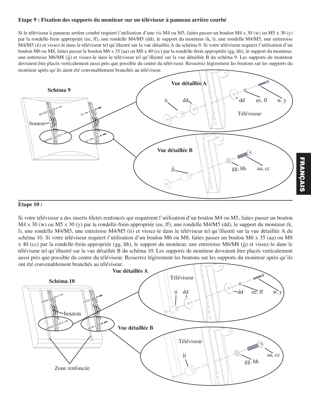 Sanus Systems PFFP manual Vue détaillée a Schéma 