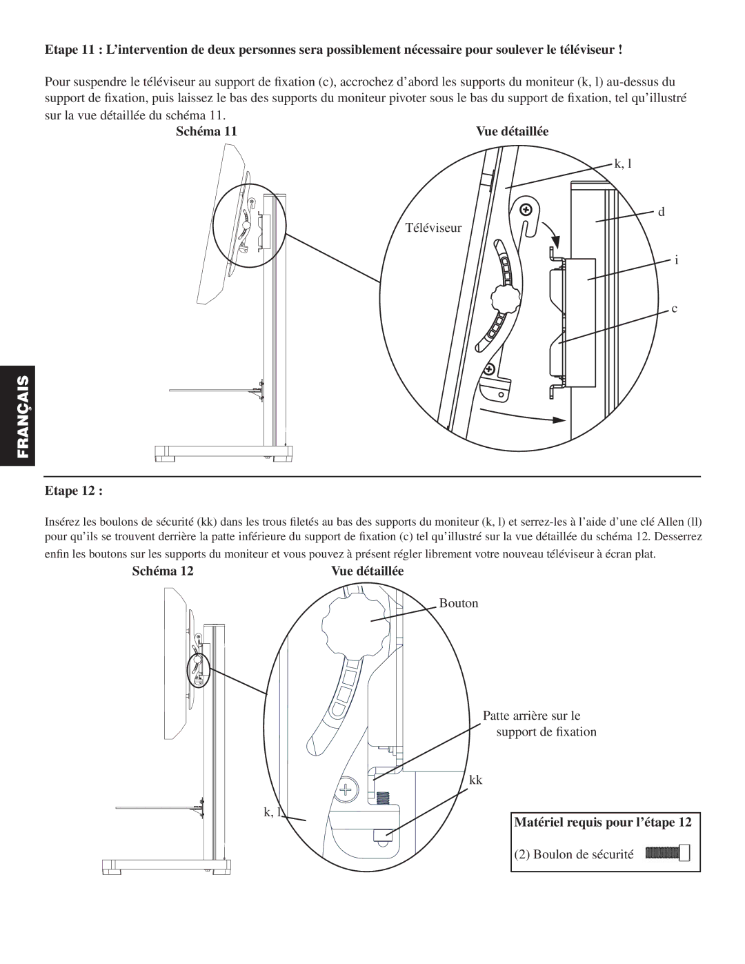 Sanus Systems PFFP manual Bouton Patte arrière sur le support de fixation 