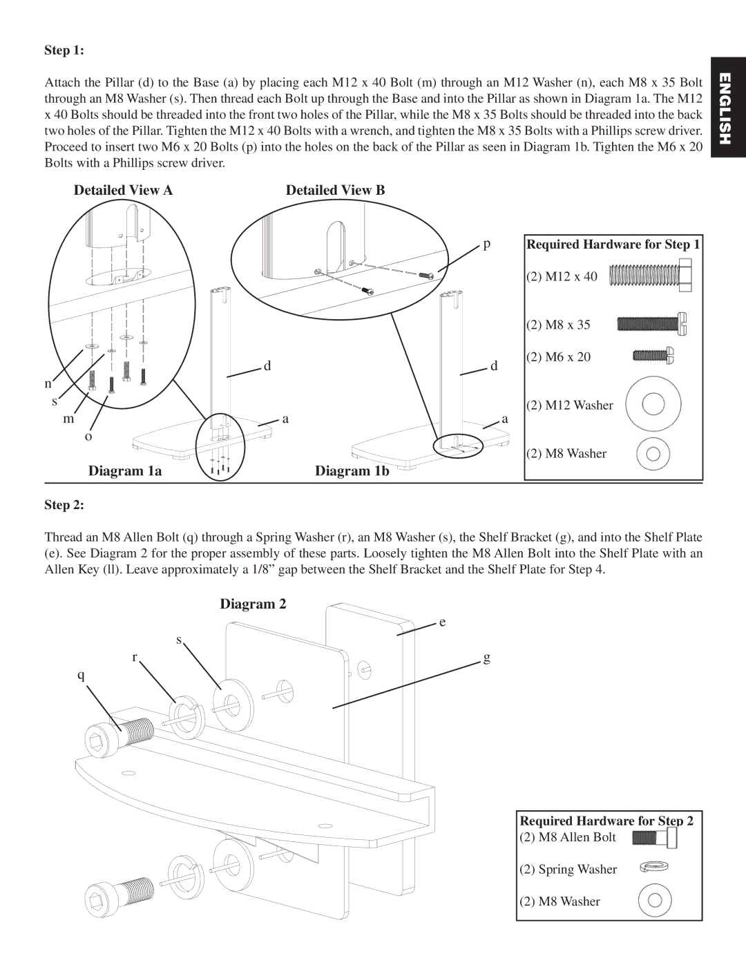 Sanus Systems PFFP manual Required Hardware for Step 