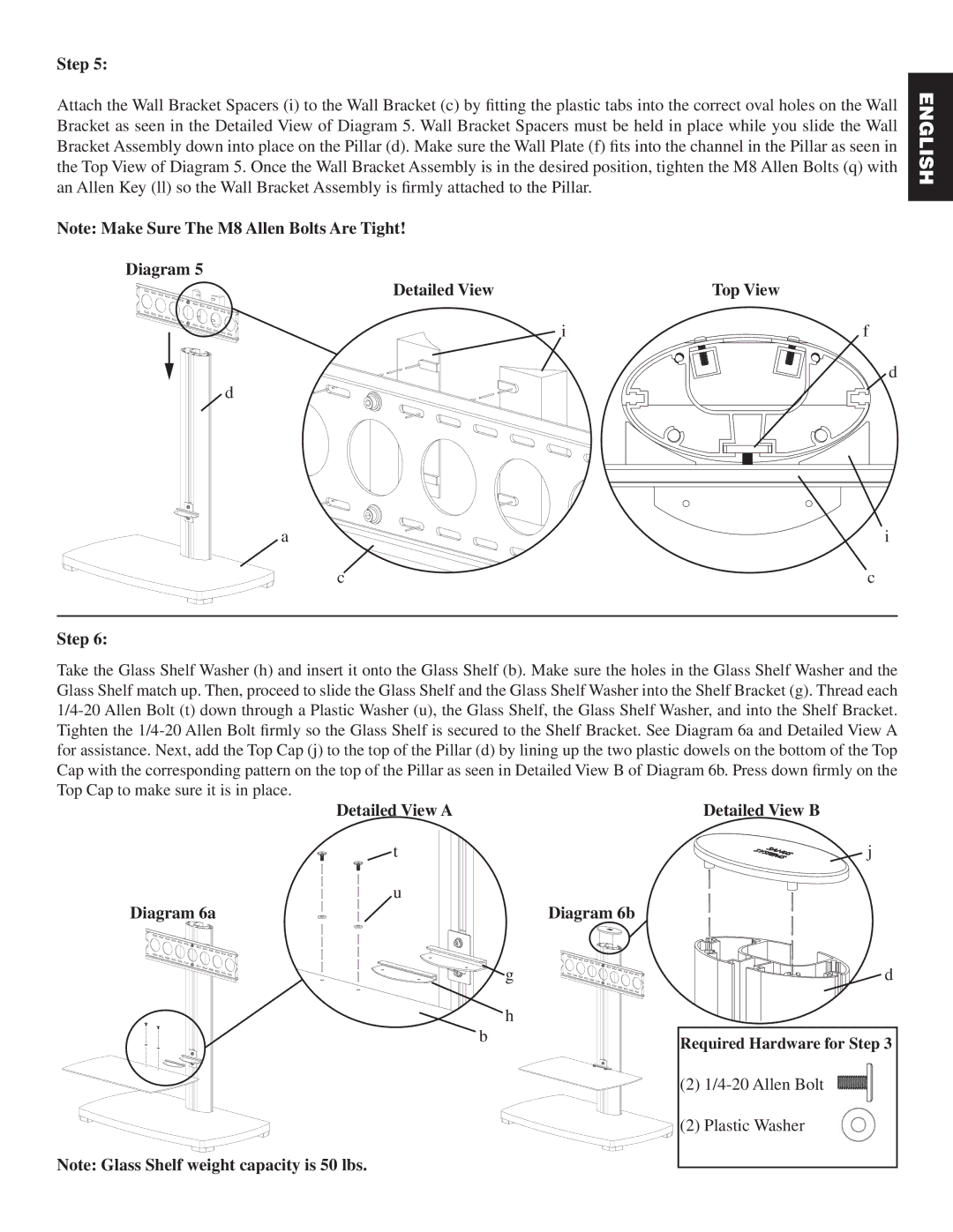 Sanus Systems PFFP manual Diagram Detailed View Top View, Detailed View a, Diagram 6a Diagram 6b 