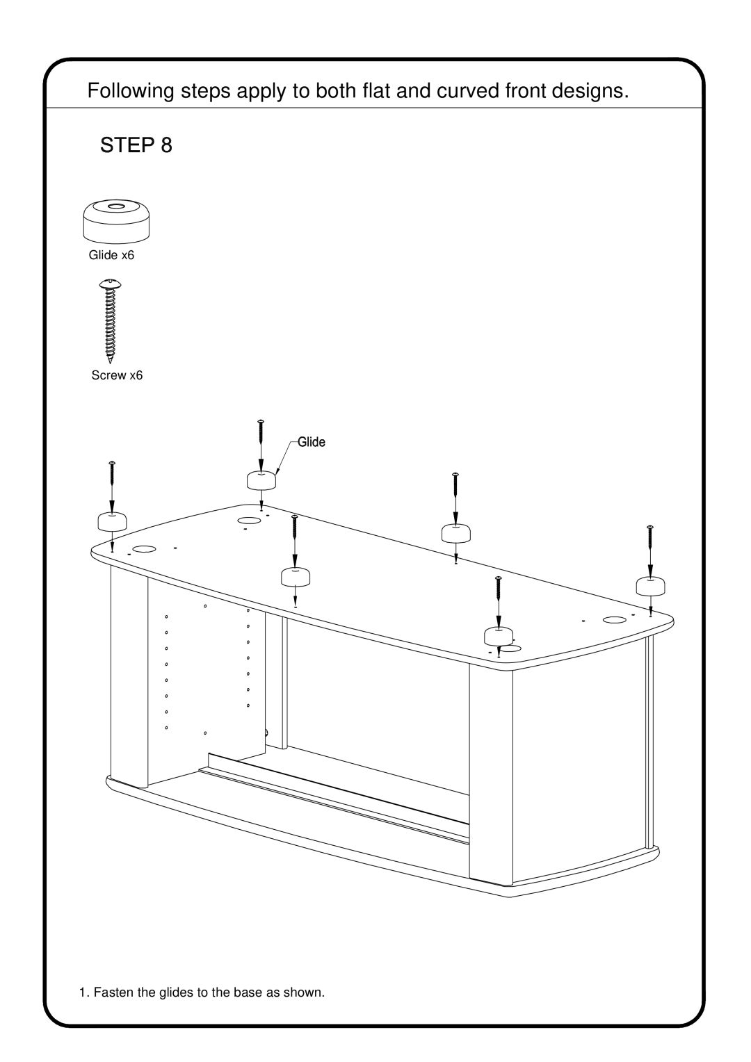 Sanus Systems PFPL specifications Following steps apply to both flat and curved front designs 