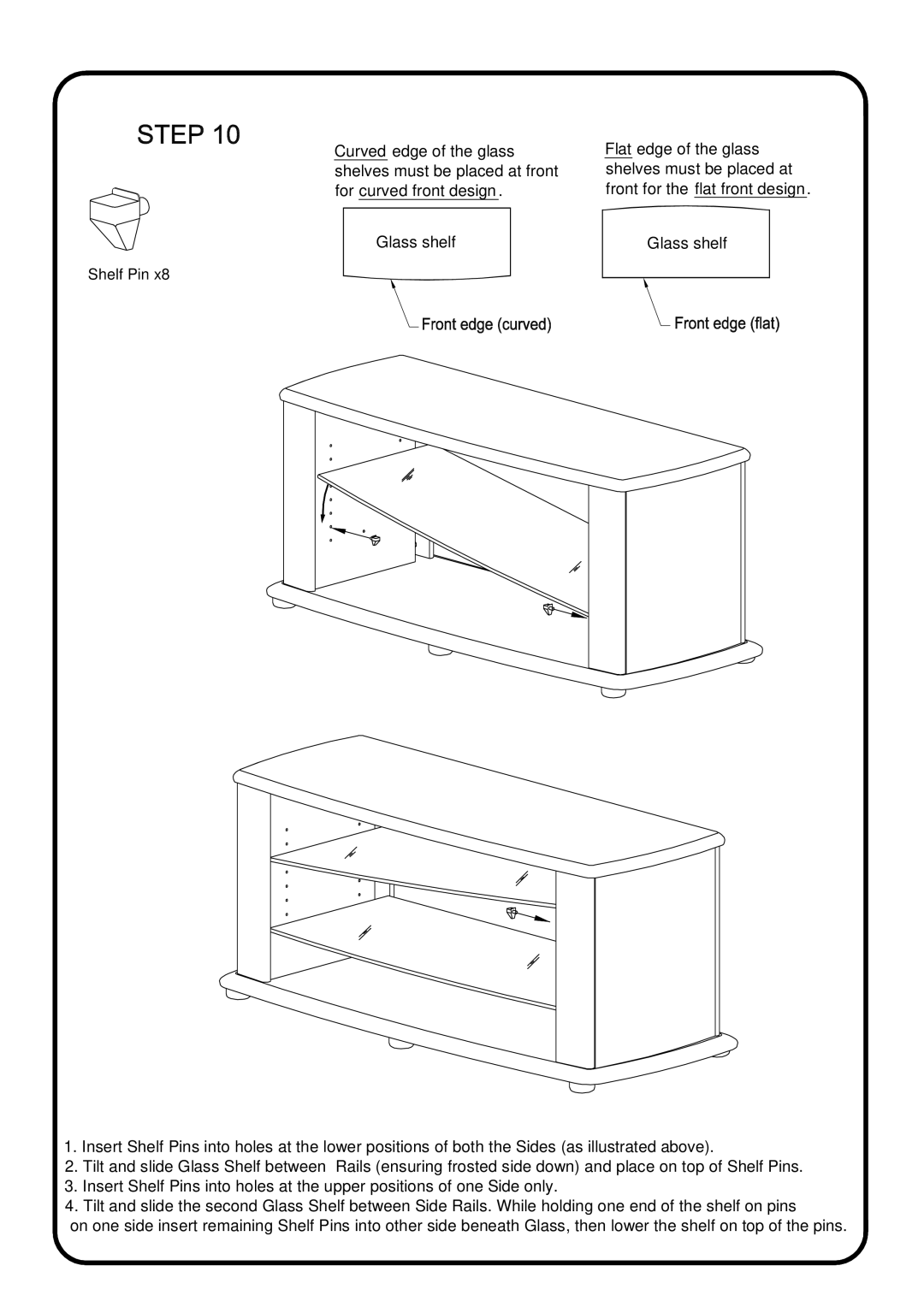 Sanus Systems PFPL specifications Glass shelf 