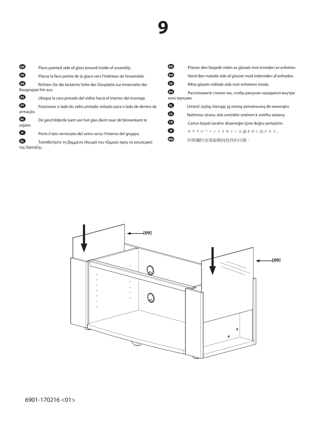 Sanus Systems PFV48, PFV60 important safety instructions ガラスのペイントされている面を中に向けます。 