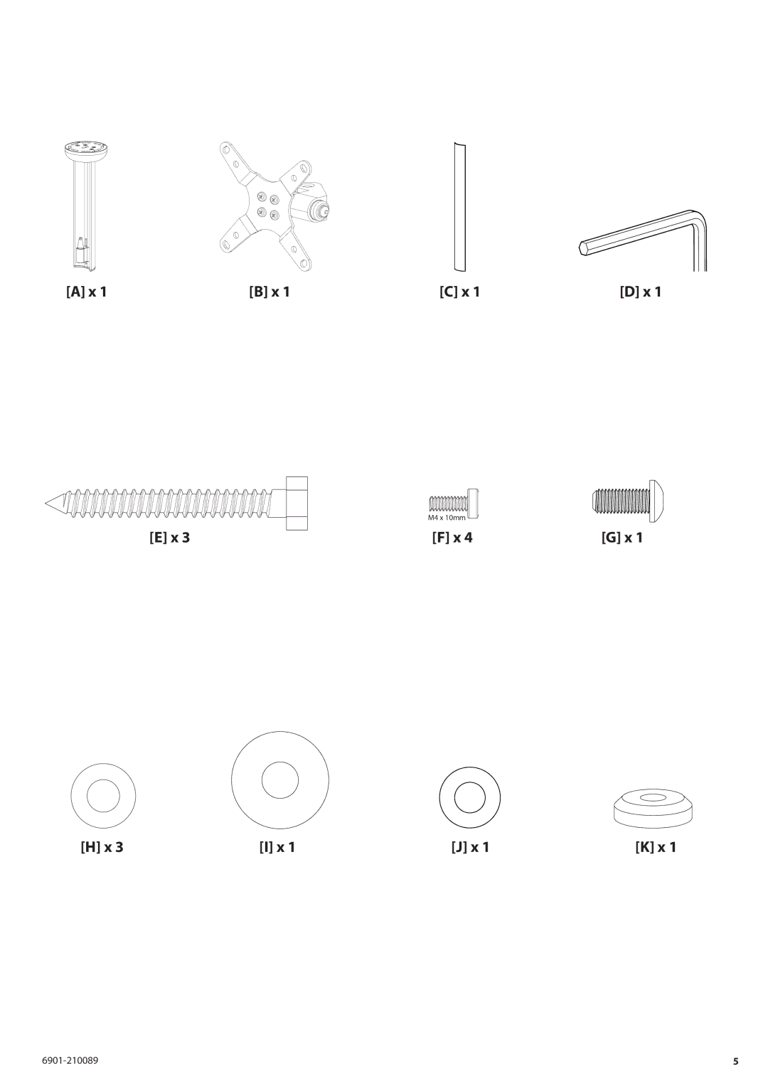 Sanus Systems SC1A manual M4 x 10mm 