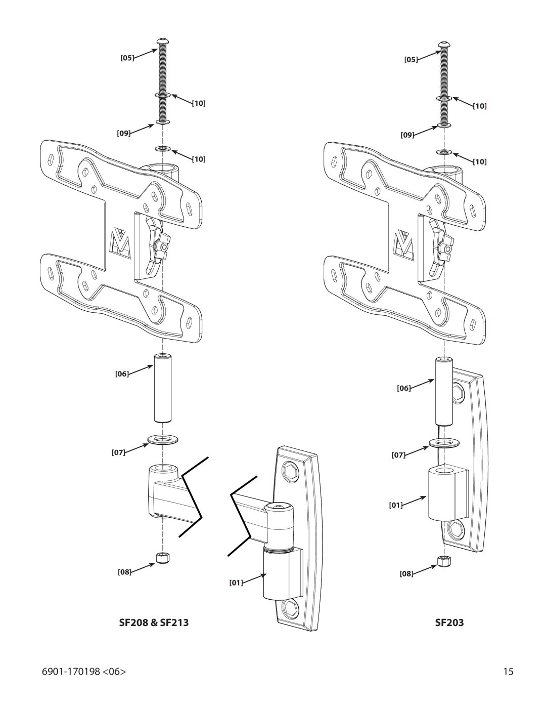 Sanus Systems important safety instructions SF208 & SF213 SF203 