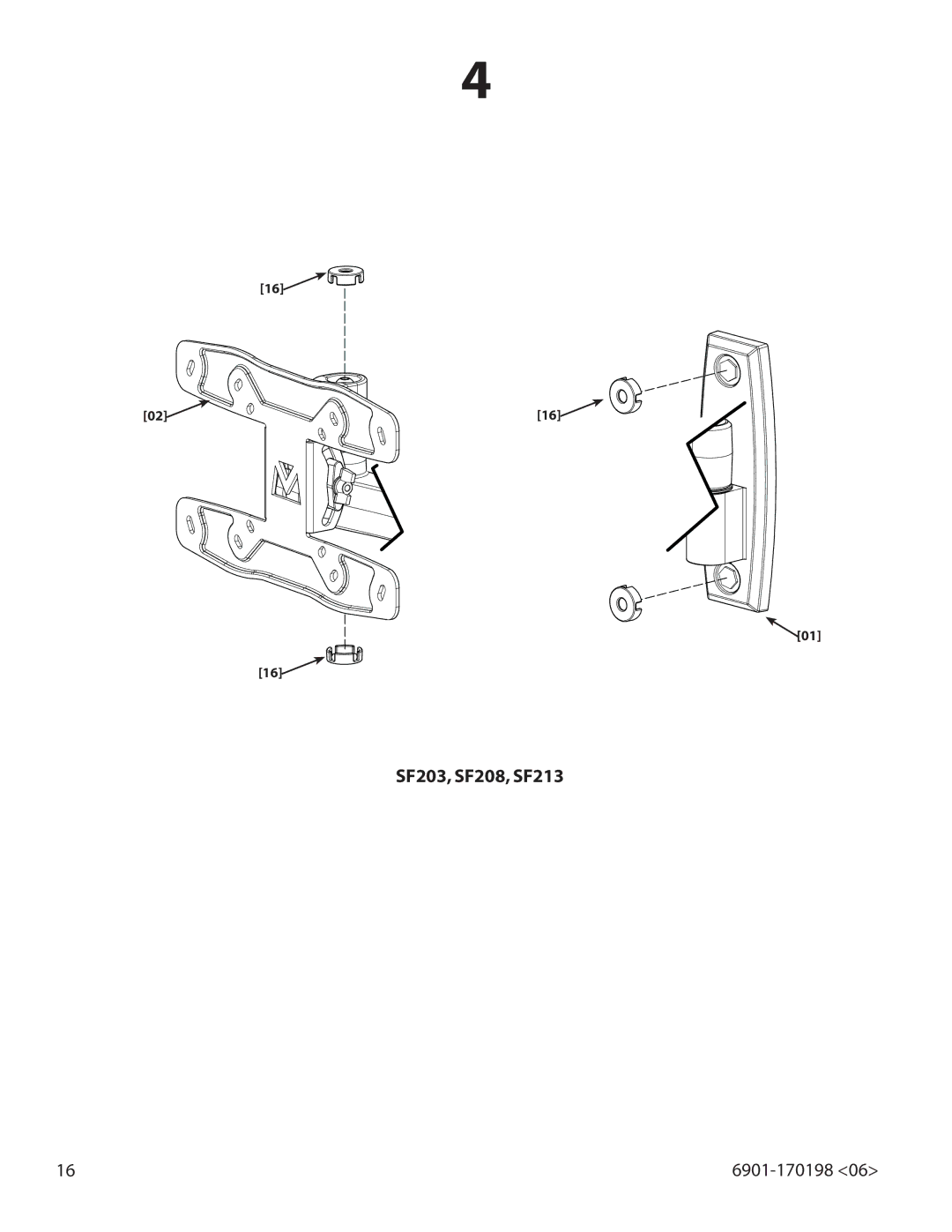 Sanus Systems important safety instructions SF203, SF208, SF213 