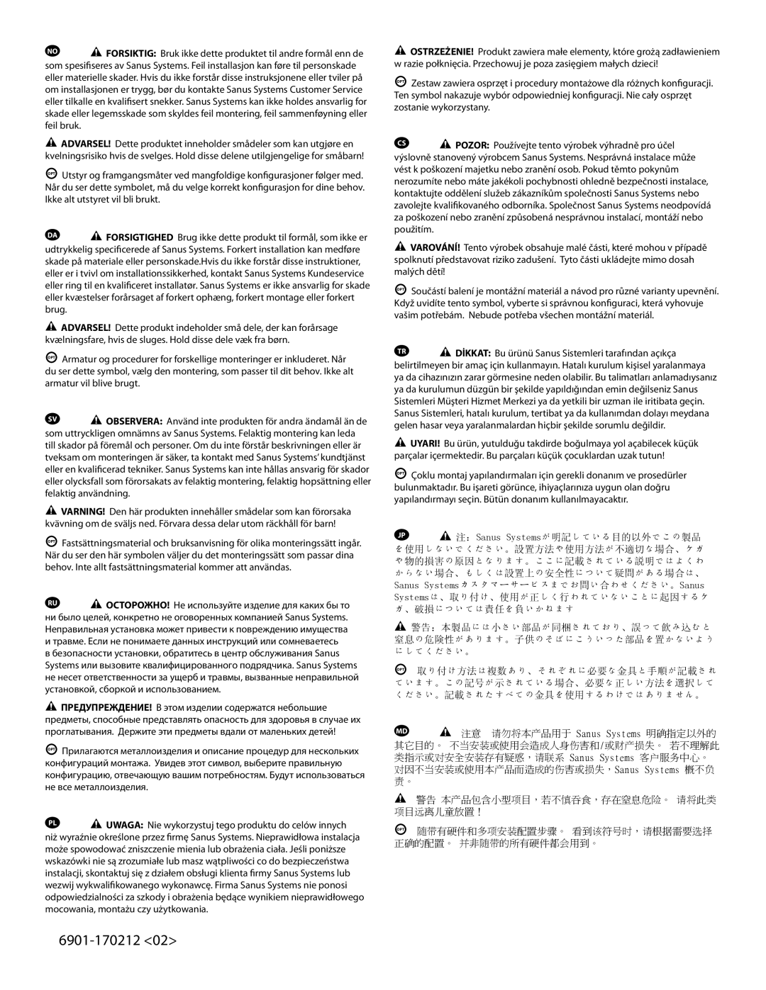 Sanus Systems SFV265 manual Yapılandırmayı seçin. Bütün donanım kullanılmayacaktır 