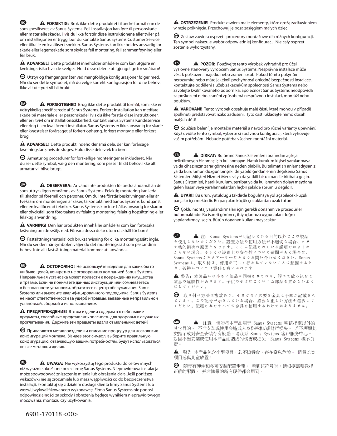 Sanus Systems SFV49 manual Yapılandırmayı seçin. Bütün donanım kullanılmayacaktır 