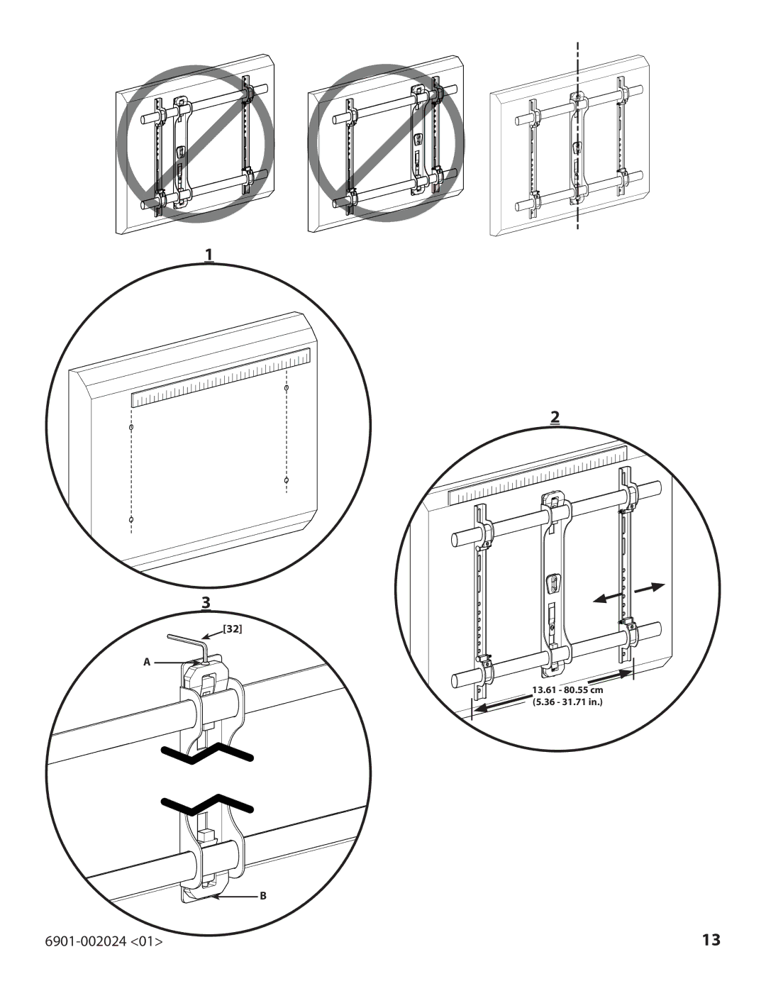 Sanus Systems 6901-002024, VLF210 important safety instructions 13.61 80.55 cm 36 31.71 