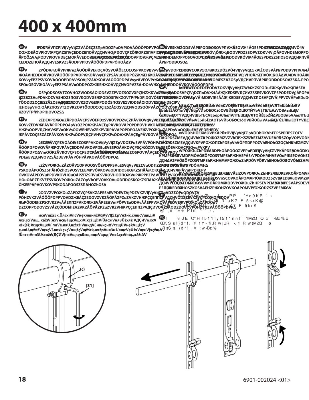 Sanus Systems VLF210, 6901-002024 important safety instructions 400 x 400mm 