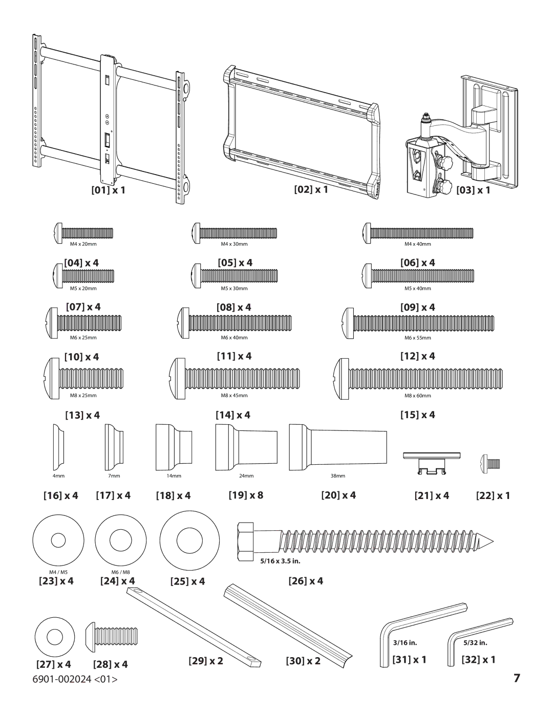 Sanus Systems 6901-002024, VLF210 important safety instructions 01 x 02 x 