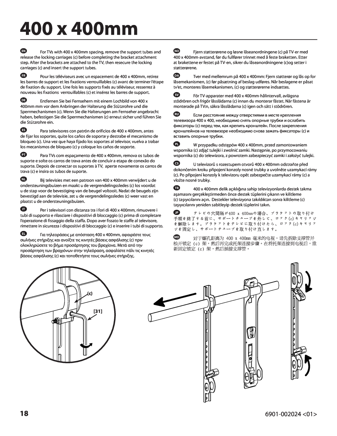 Sanus Systems VLF210 important safety instructions 400 x 400mm, 6901-002024<01>, c 31 