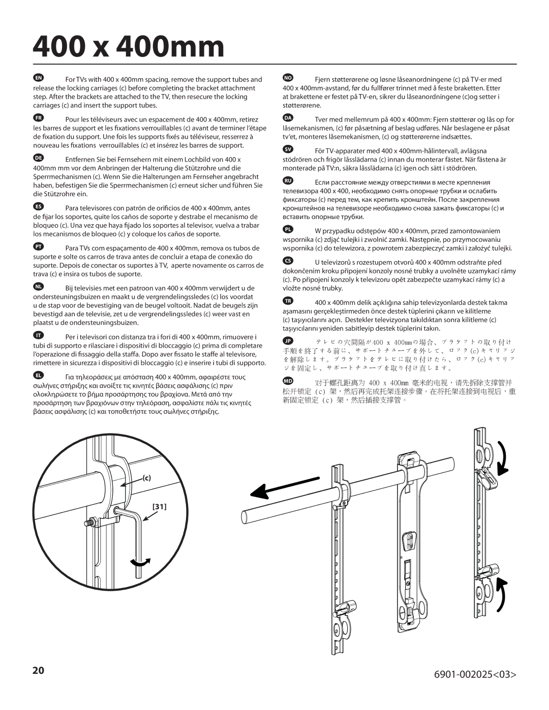 Sanus Systems VLF220 important safety instructions 400 x 400mm 