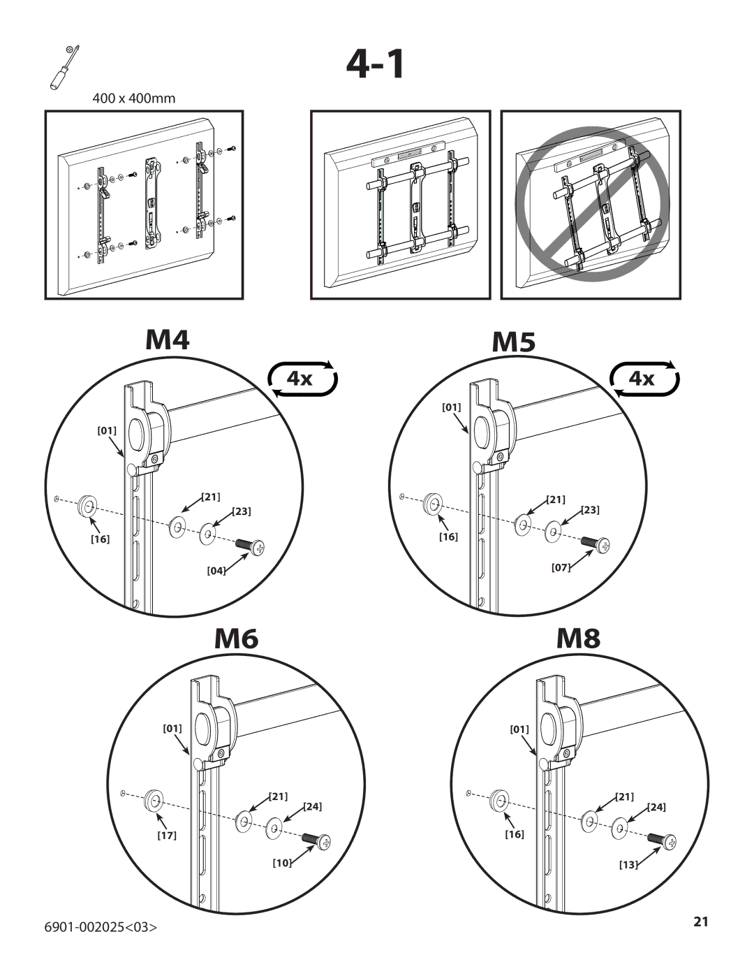 Sanus Systems VLF220 important safety instructions 400 x 400mm 