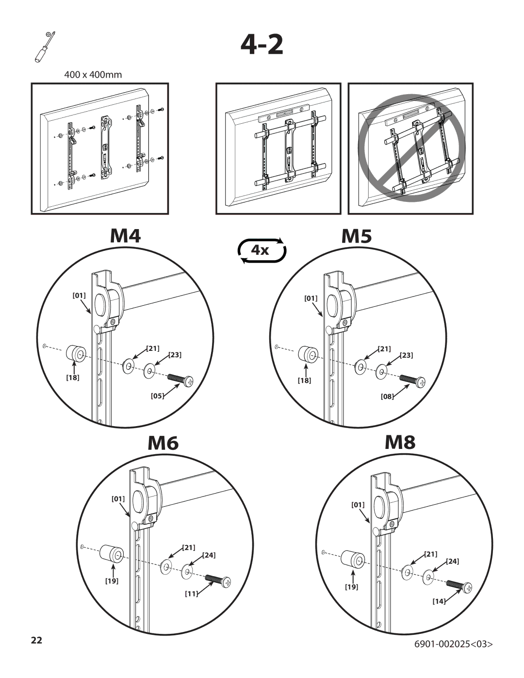 Sanus Systems VLF220 important safety instructions 400 x 400mm 