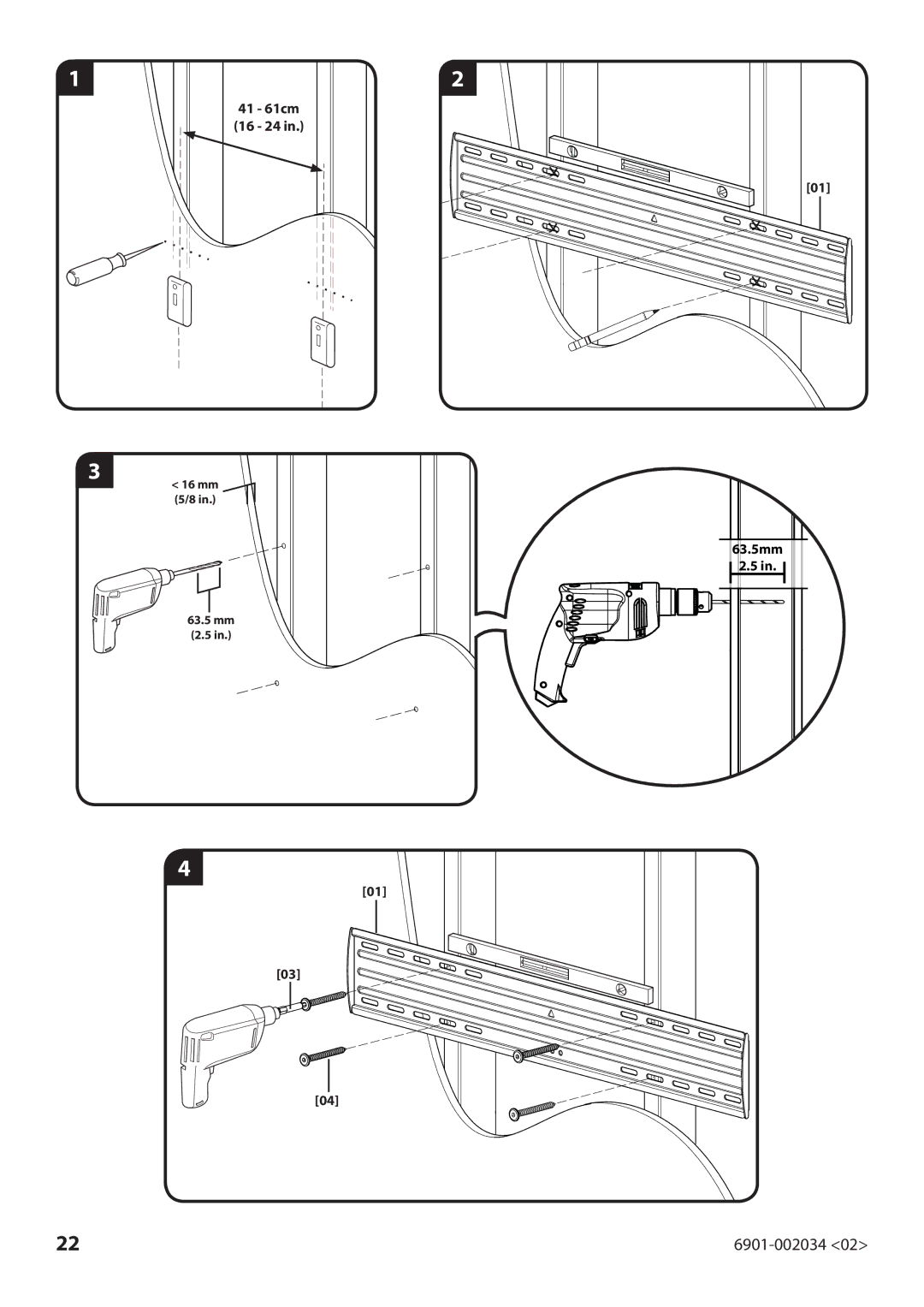 Sanus Systems VLL10 manual Mm 5/8 63.5 mm 