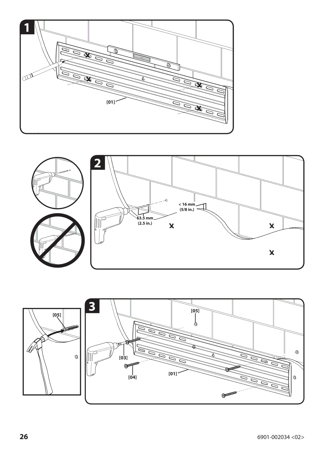 Sanus Systems VLL10 manual 16 mm 63.5 mm 