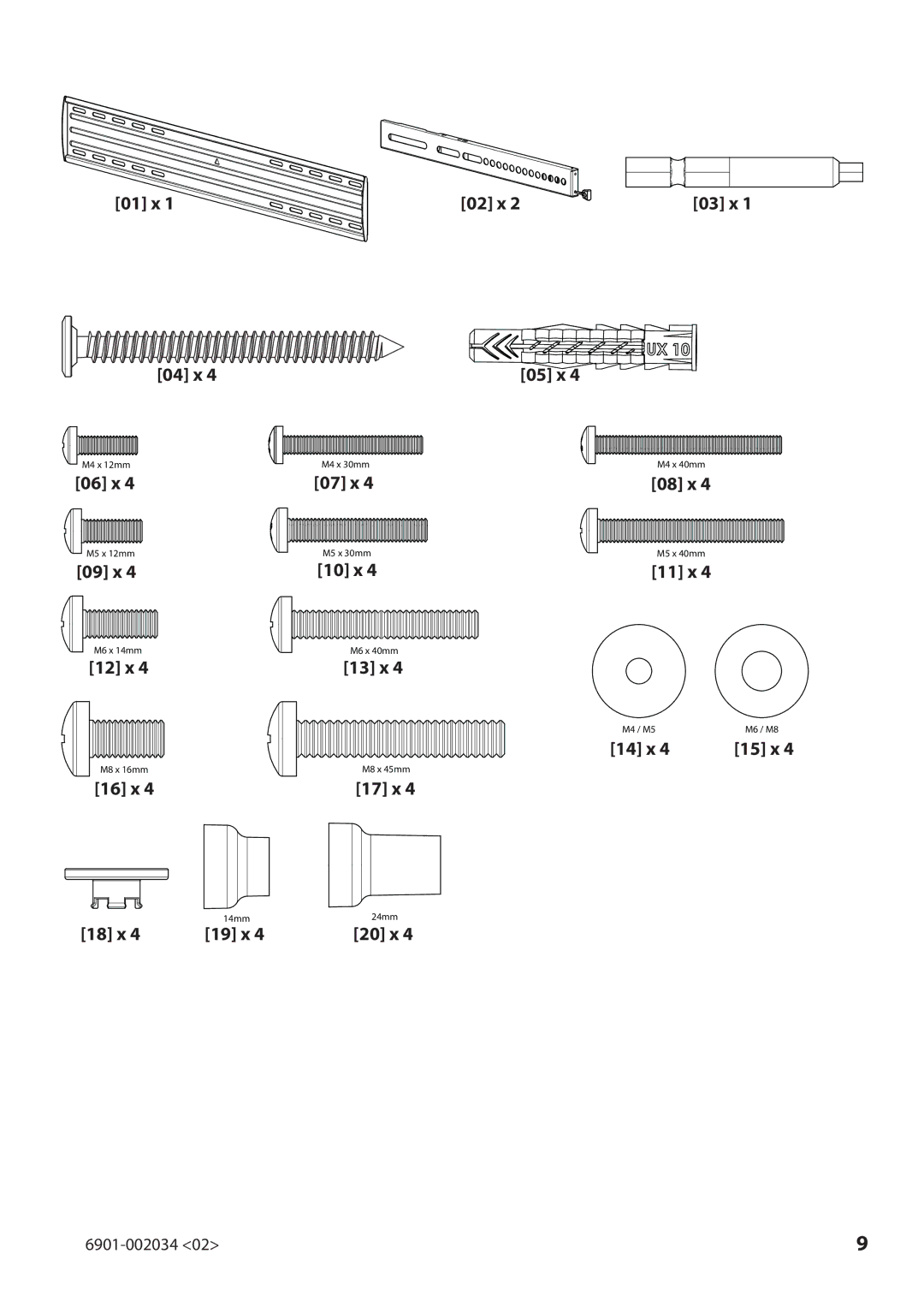 Sanus Systems VLL10 manual 01 x 04 x 