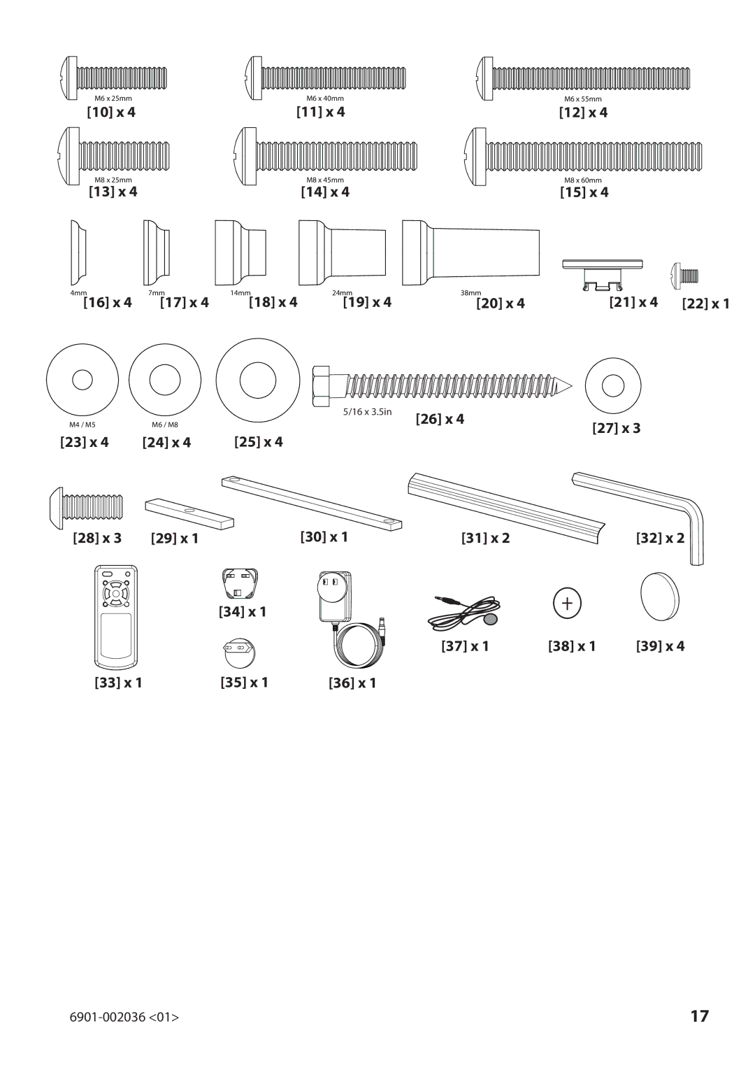 Sanus Systems VLMF109 manual 33 x 35 x, 16 x 3.5in 