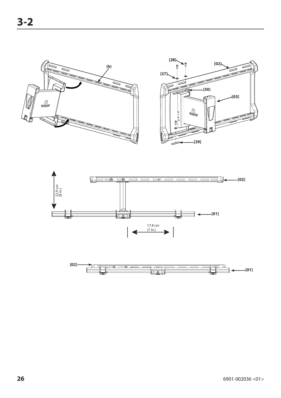 Sanus Systems VLMF109 manual 17.8 cm 7 