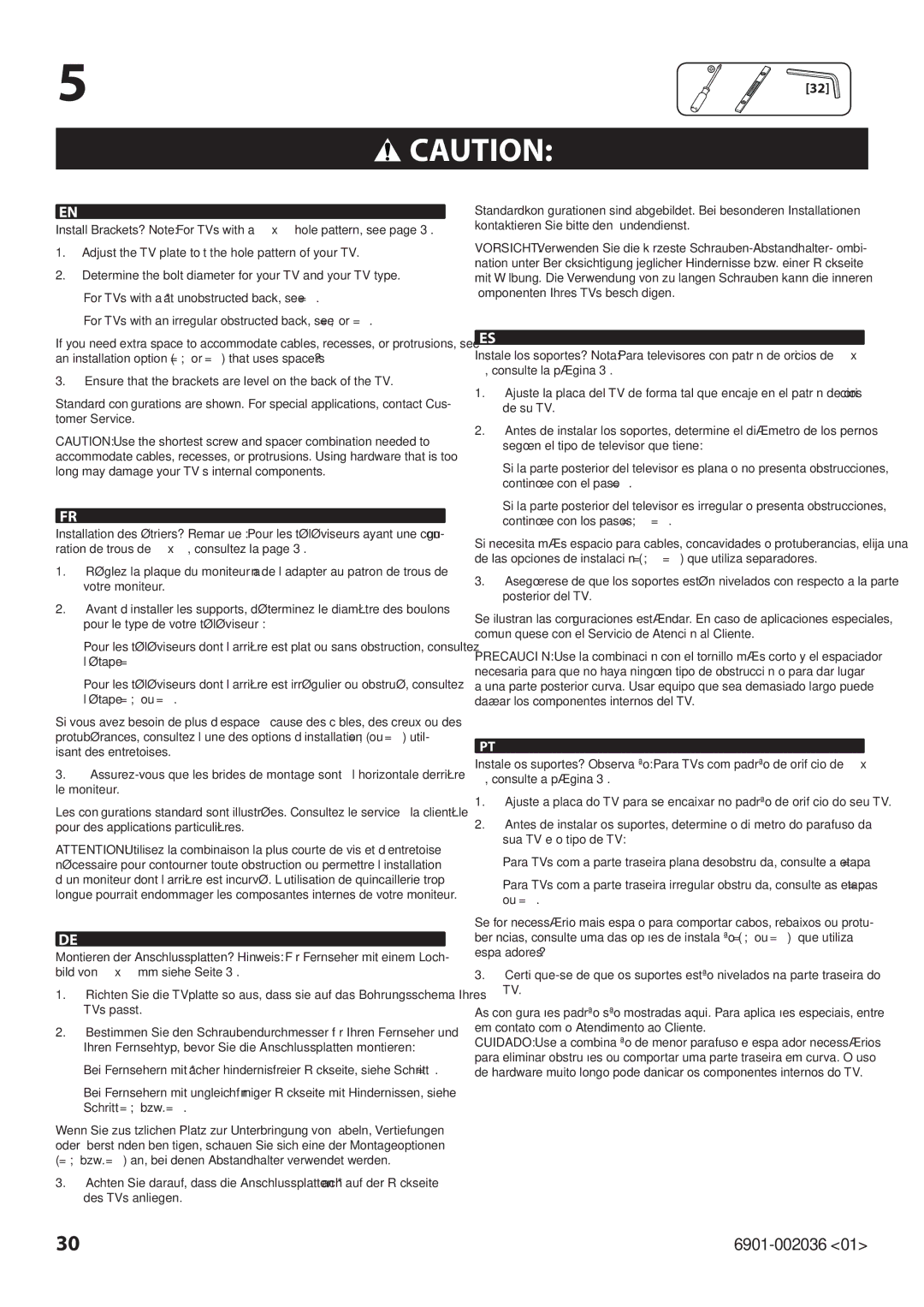 Sanus Systems VLMF109 manual 6901-002036 