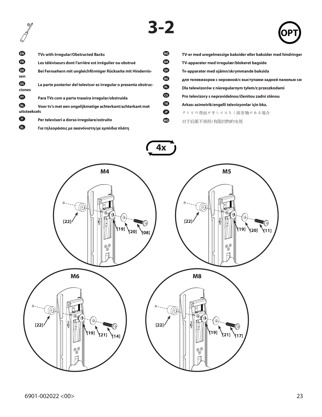 Sanus Systems VLT15 TVs with Irregular/Obstructed Backs, Ciones Para TVs com a parte traseira irregular/obstruída 