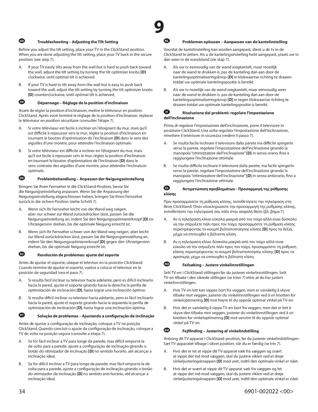 Sanus Systems VLT15 important safety instructions Κλίσης 