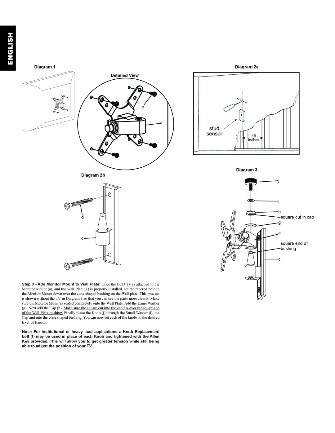 Sanus Systems VM1 manual Detailed View Diagram 2b, Diagram 2a 