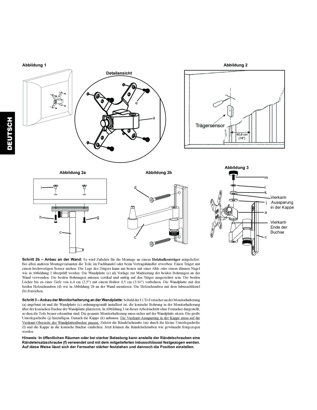 Sanus Systems VM2 manual Detailansicht Abbildung Abbildung 2a 