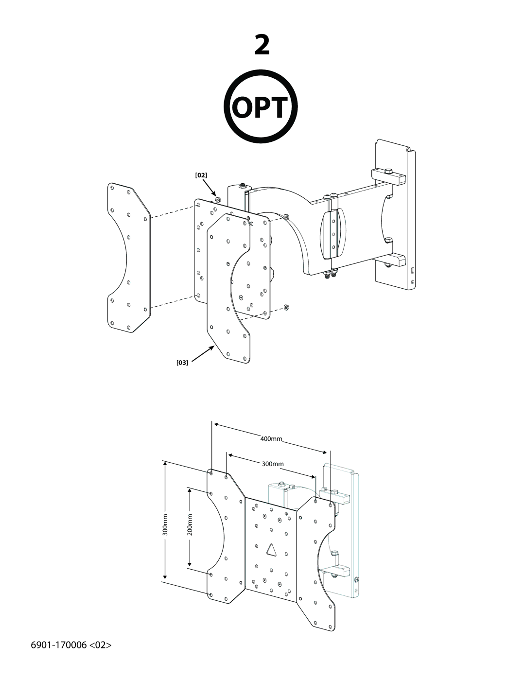 Sanus Systems VM400 important safety instructions Opt, 400mm 300mm M200m 