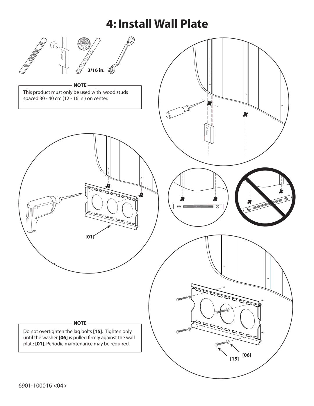 Sanus Systems VMAA18 manual Install Wall Plate 