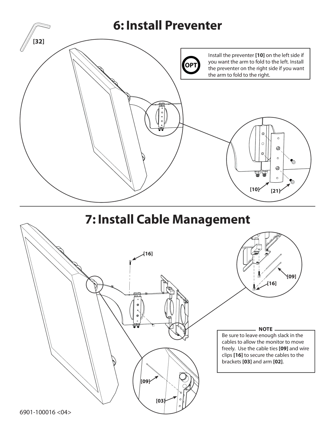 Sanus Systems VMAA18 manual Install Preventer, Install Cable Management 