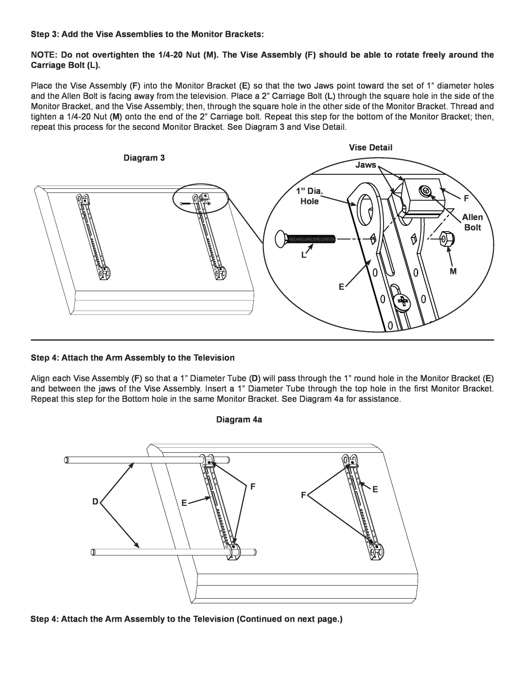 Sanus Systems VMAA26 manual Add the Vise Assemblies to the Monitor Brackets 