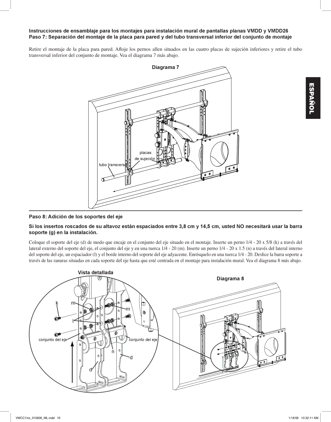 Sanus Systems VMCC1 manual Vista detallada Diagrama 