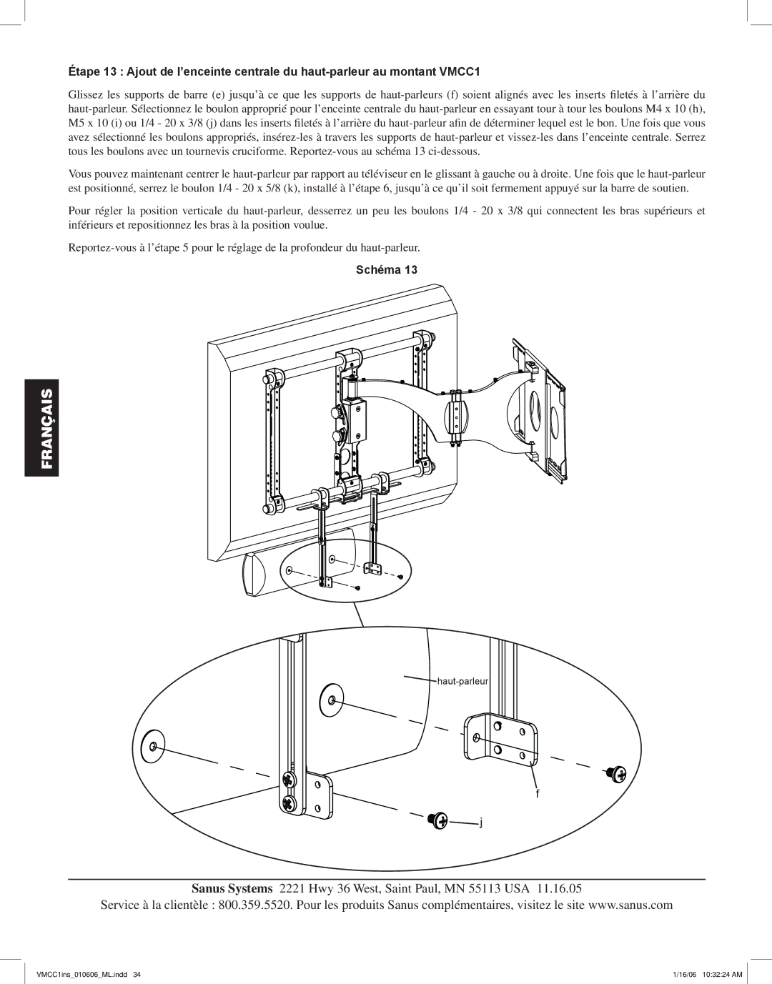 Sanus Systems VMCC1 manual Haut-parleur 