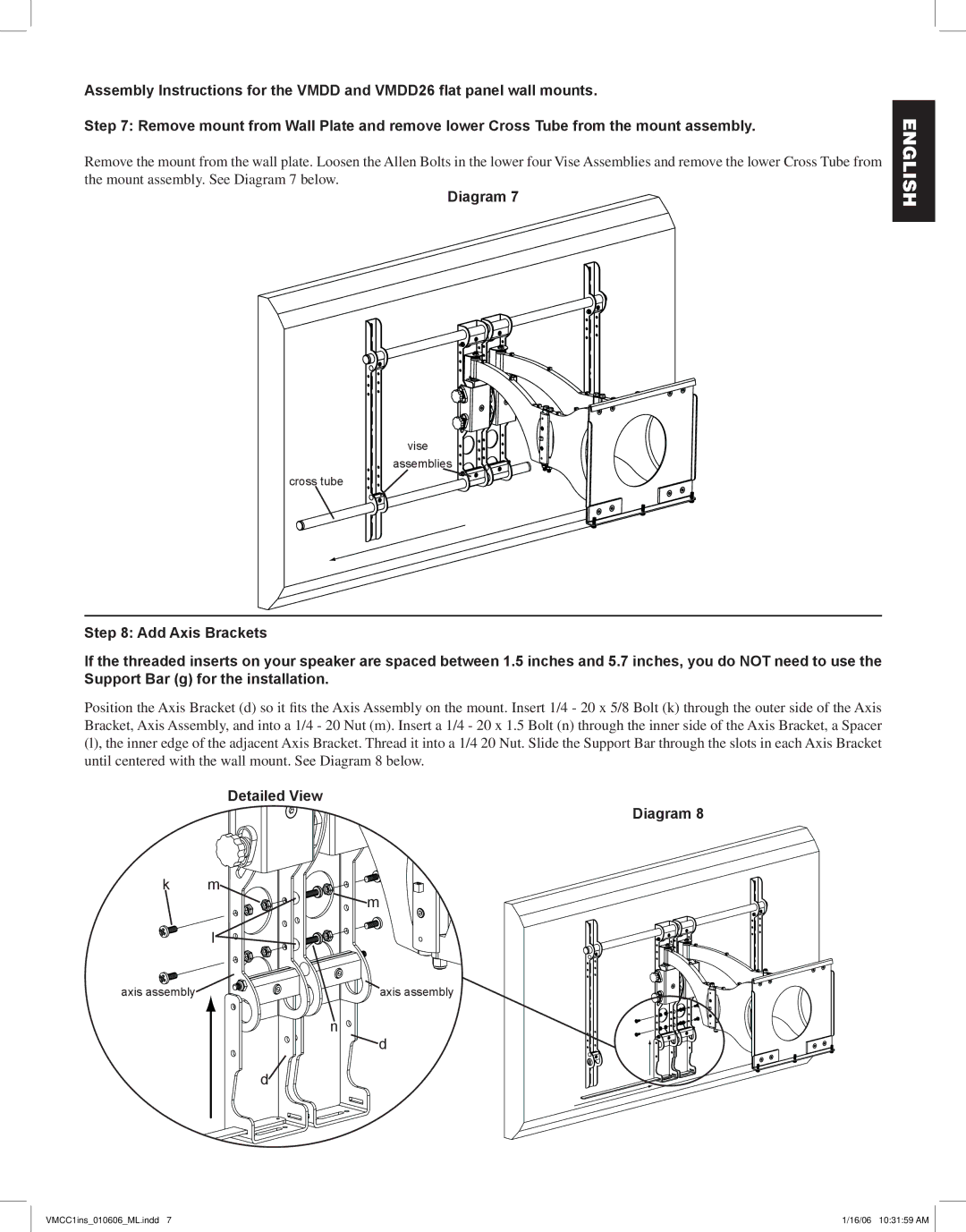 Sanus Systems VMCC1 manual Detailed View Diagram 