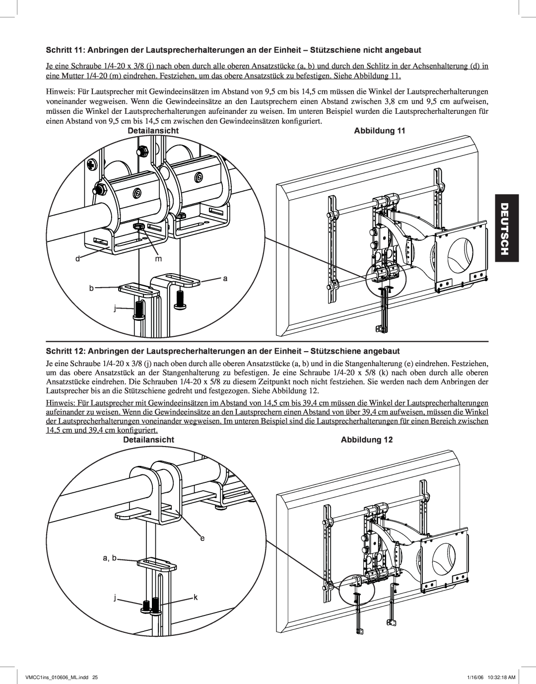 Sanus Systems VMCC1 manual Deutsch, Detailansicht, Abbildung 