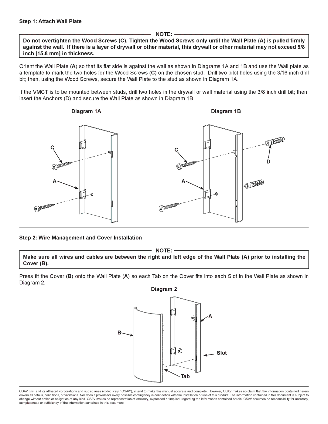 Sanus Systems VMCT manual Diagram Slot Tab 