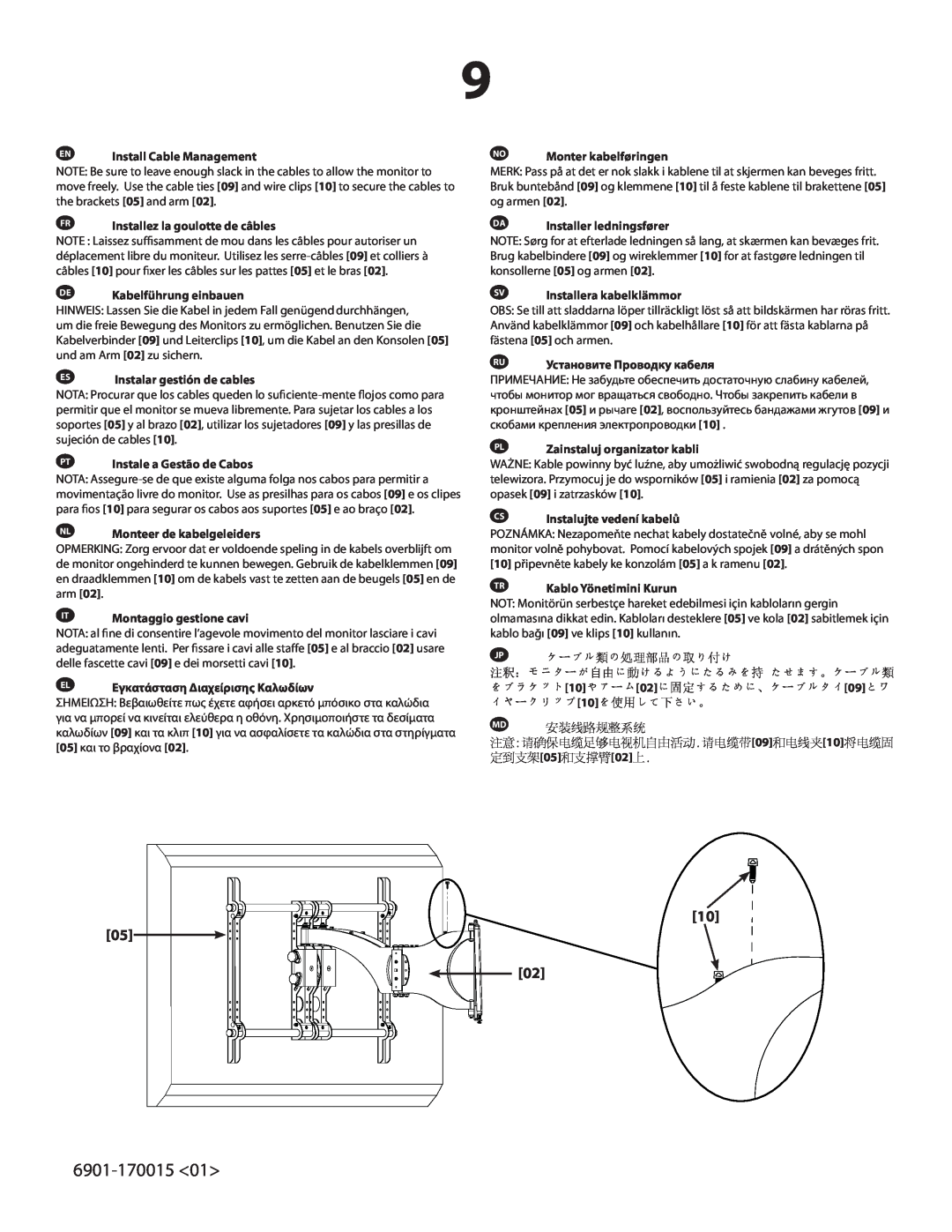 Sanus Systems VMDD26 important safety instructions 6901-170015<01>, 10 05 02, EN Install Cable Management 