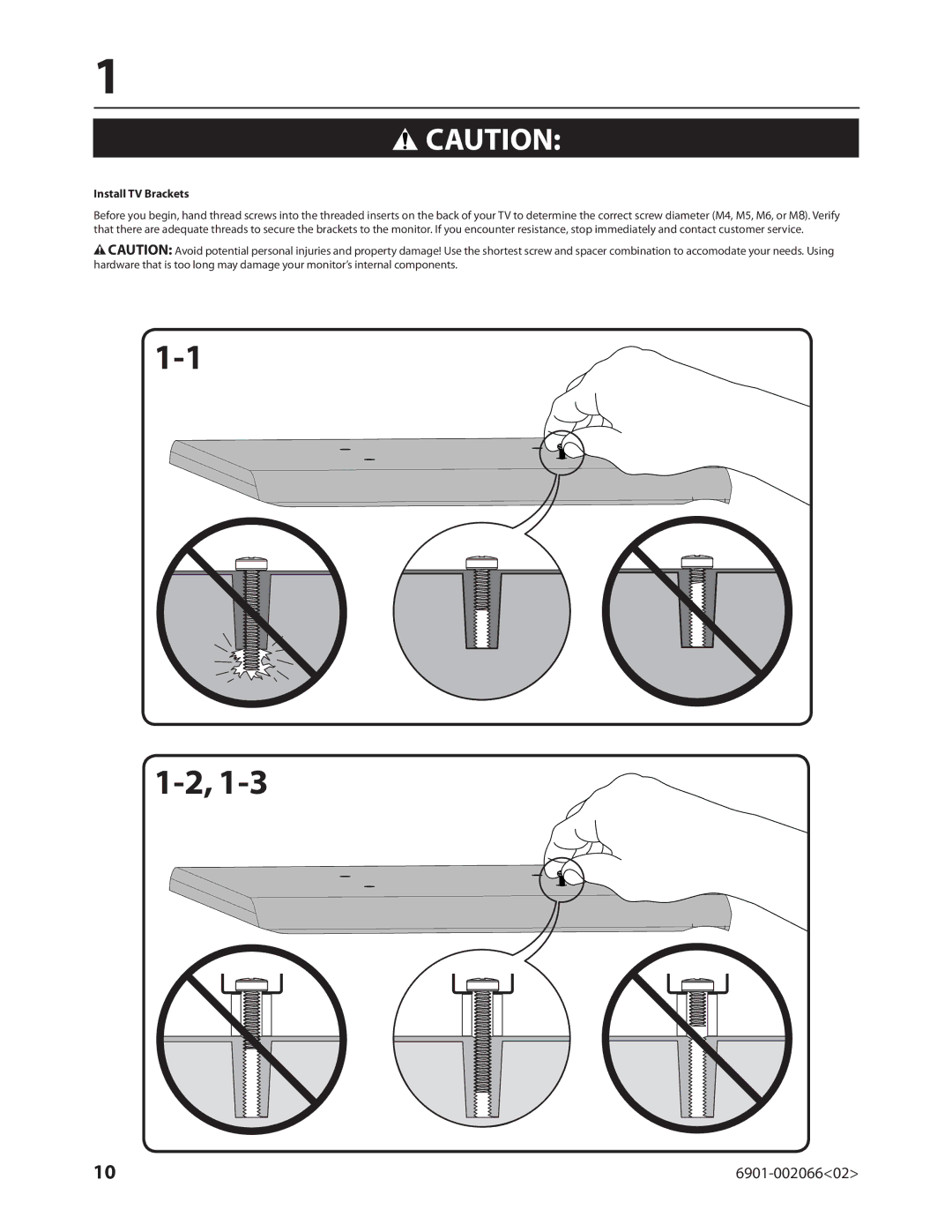 Sanus Systems VMF308 manual Install TV Brackets 