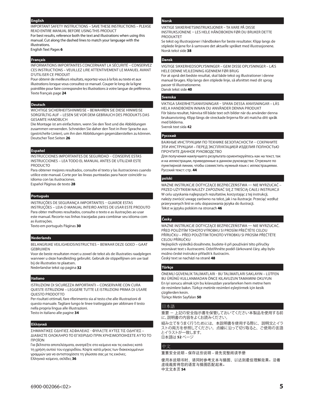 Sanus Systems VMF308 manual Testo in italiano alle pagine, Ελληνικό κείμενο, σελίδες, Tekst w języku polskim na stronach 