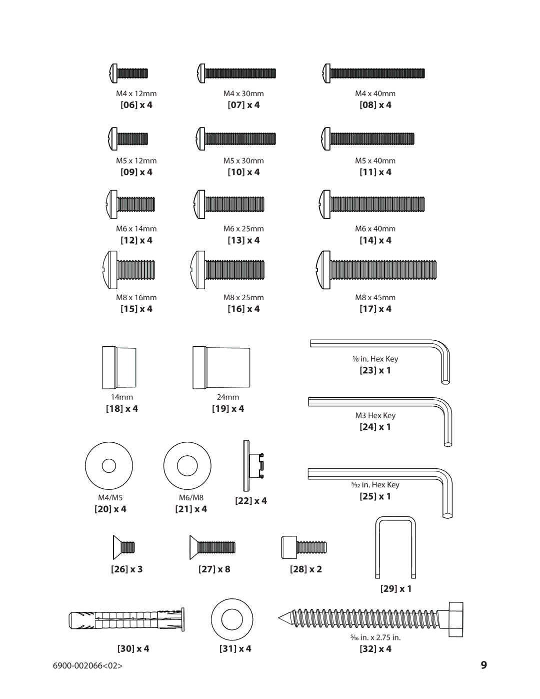 Sanus Systems VMF308 manual 22 x 