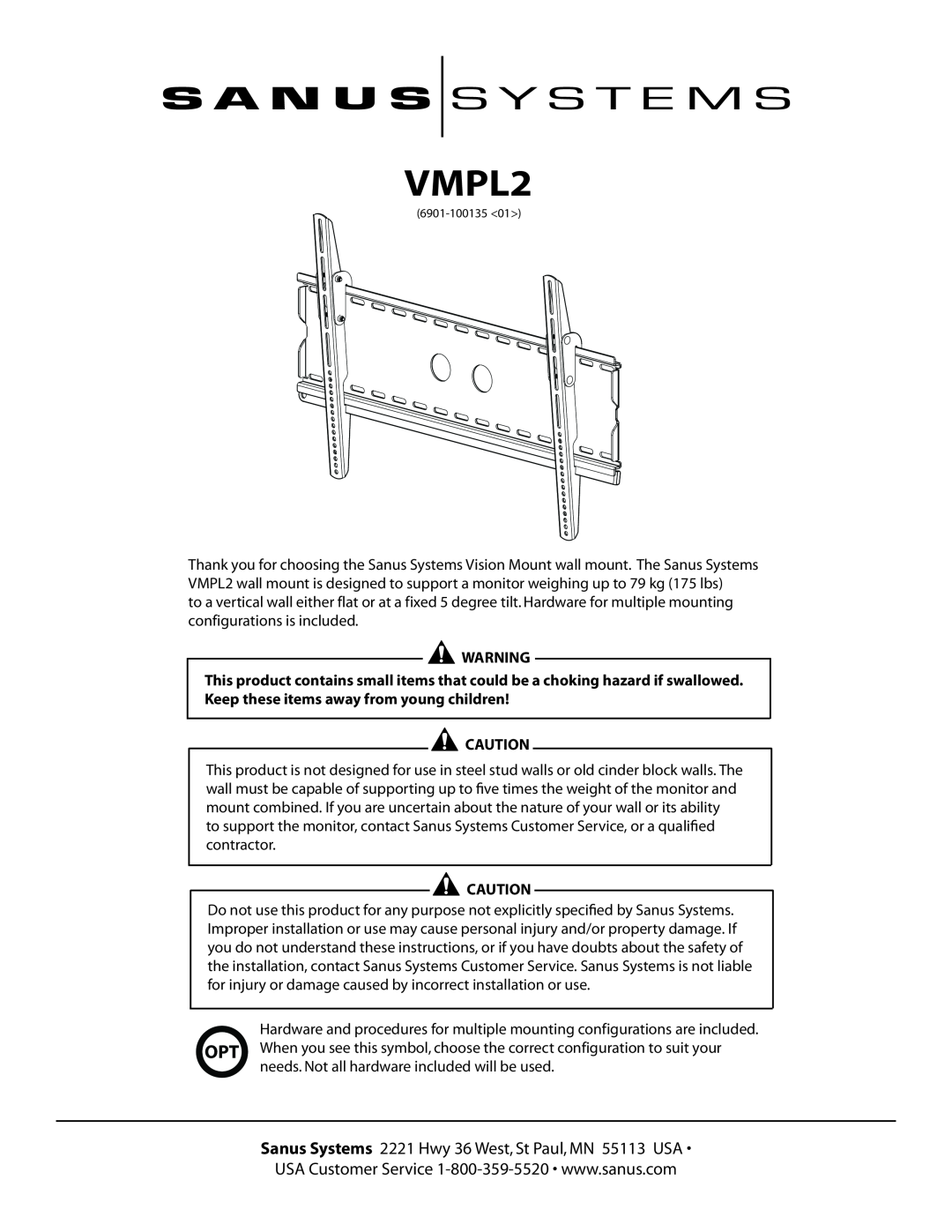 Sanus Systems VMPL2 manual 