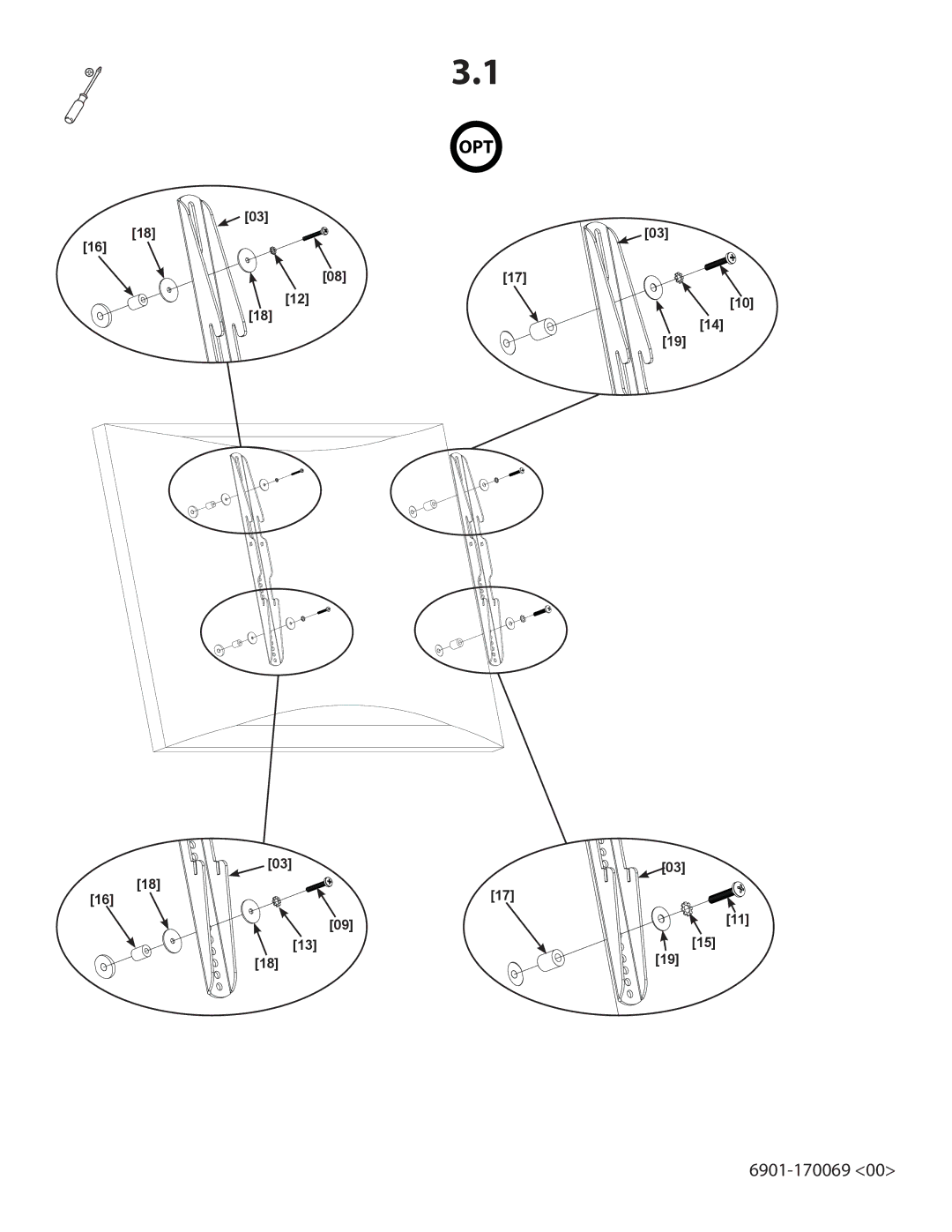 Sanus Systems VMPL250 manual Opt 