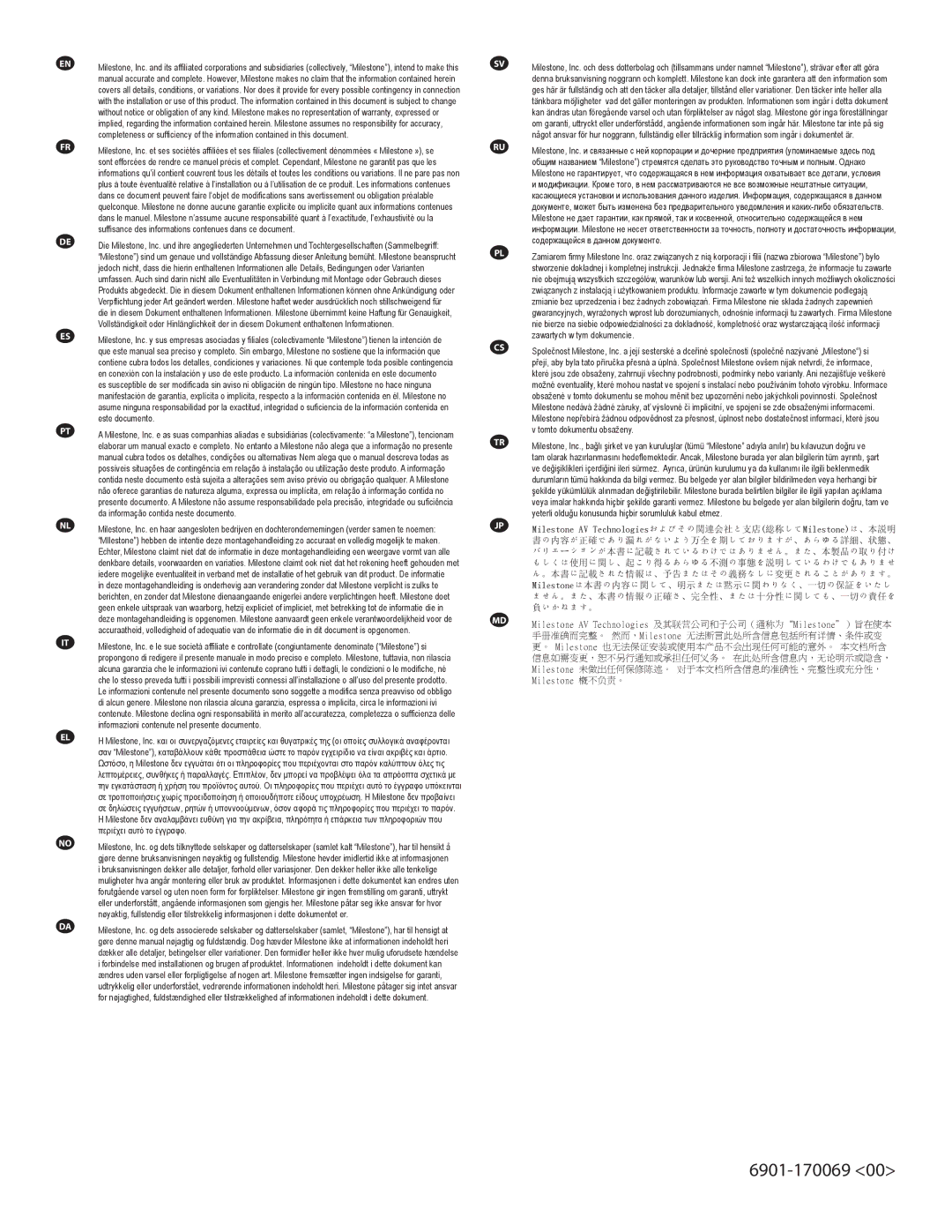 Sanus Systems VMPL250 manual Milestone AV Technologiesおよびその関連会社と支店総称してMilestoneは、本説明 