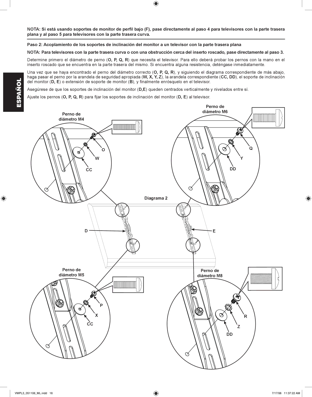 Sanus Systems VMPL3 manual Español 