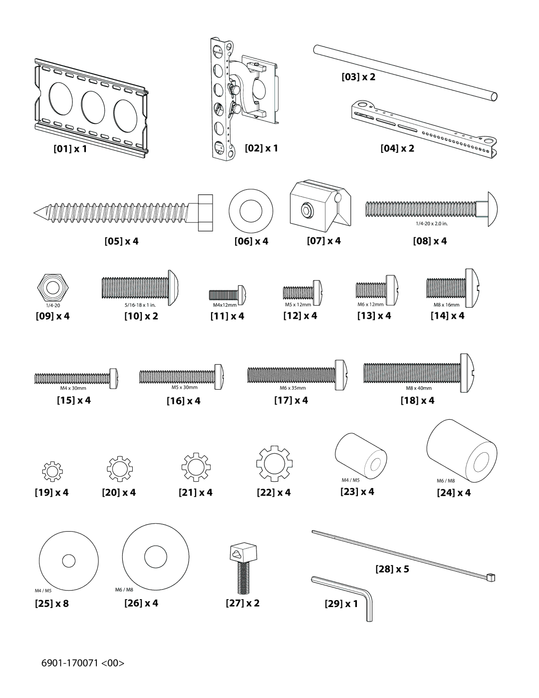 Sanus Systems VMSA important safety instructions 01 x 03 x 02 x 